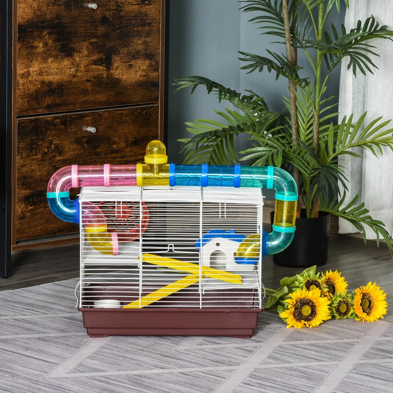 PawHut Gaiola para Hamster 62x29x52cm Casa para Roedores Animal Pequeno Acessórios Incluídos