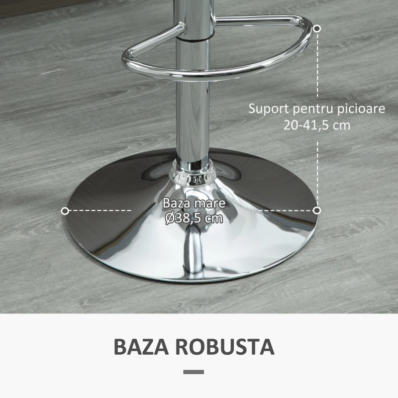 Homcom Set 2 Scaune Bar – Reglabile, Cu Spatar si Pivotante