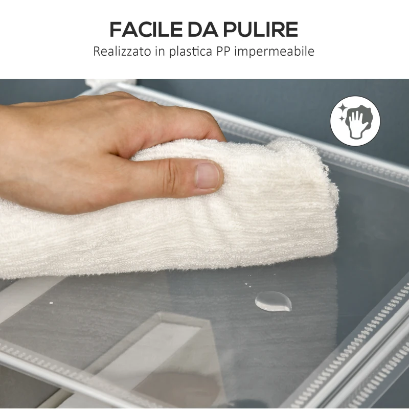 HOMCOM Dulap interior modular pentru pantofi, 6 cuburi din plastic PP, 94,5x32x162cm, transparent
