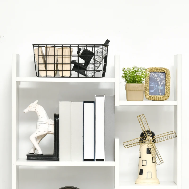 HOMCOM Biblioteca moderna cu 6 etaje cu 11 rafturi deschise din MDF si PAL, mobilier biblioteca pentru studiu si sufragerie, 61x21,6x162,6 cm, alb