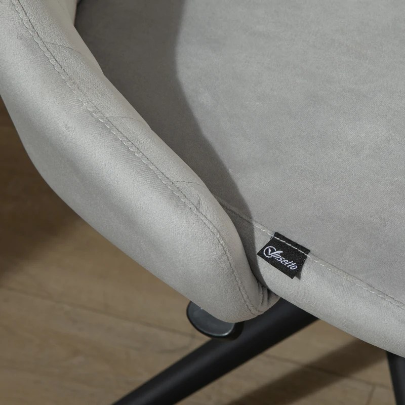 Vinsetto Chaise de bureau design contemporain pivotante 360° ergonomique dossier strié hauteur réglable revêtement velours 50 x 58 x 85 cm gris