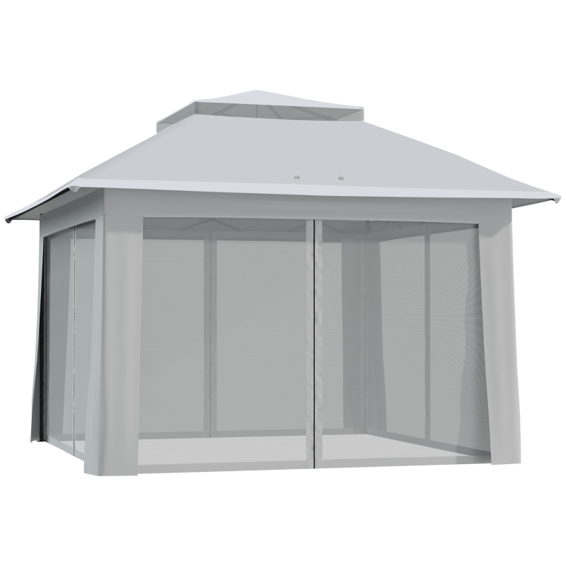 Outsunny 364L x 364W x 294H cm Foldable Pop-up Party Tent Instant Canopy Sun Shade Gazebo Shelter Steel Frame Oxford w/ Roller Bag
