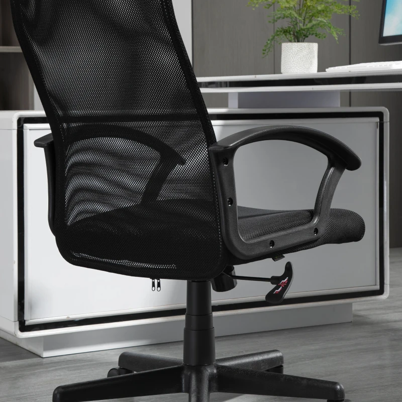 HOMCOM Fauteuil de bureau ergonomique - chaise de bureau - pivotant, hauteur réglable - tissu maille noir