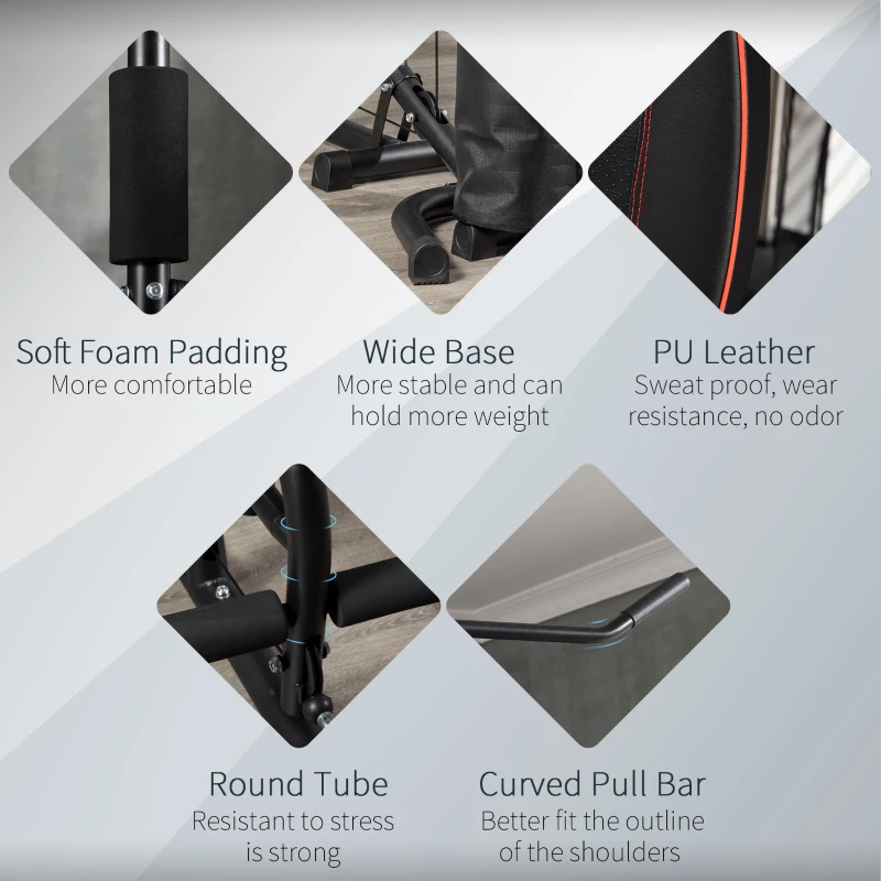 Statie de fitness HOMCOM cu greutati de otel de 4,5 kg, aparatul de gimnastica multifunctional pentru antrenament acasa, 170x104x205cm, negru