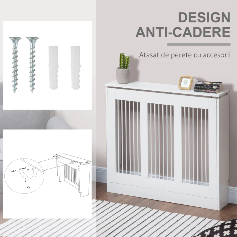 Homcom Capac Radiator Modern Alb 90 × 84 cm din MDF si Otel(m-6)