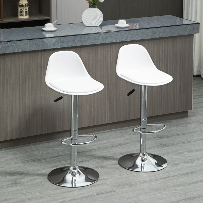 Homcom Set 2 Scaune Bar – Reglabile, Cu Spatar si Pivotante