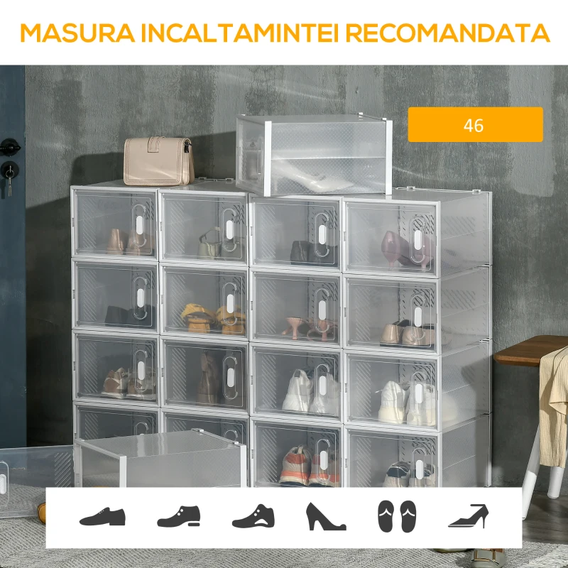 Homcom Dulap Pantofi Modular – 18 Cuburi cu Ventilatie