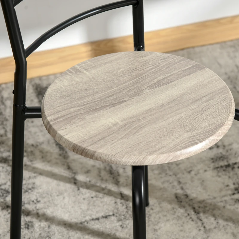 HOMCOM Set de sufragerie din 3 piese cu 2 scaune si 1 masa ovala din MDF si otel pentru spatii limitate, culoarea lemnului(m-9)