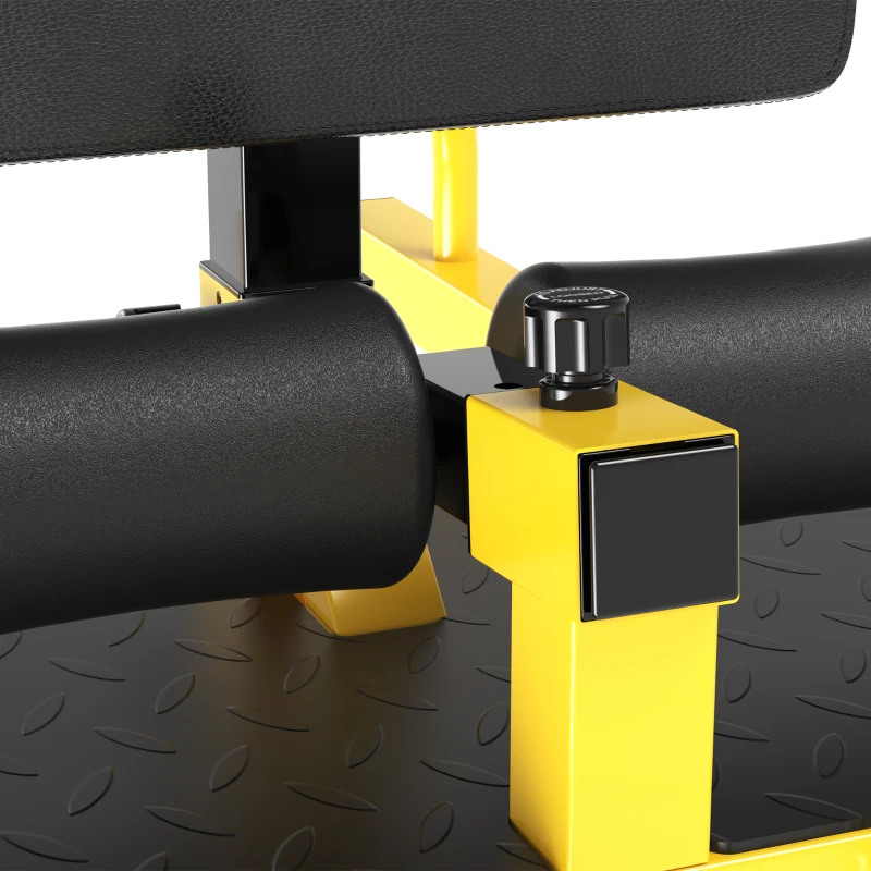 HOMCOM Ławka treningowa do przysiadów, trenażer nóg, trening nóg brzucha pośladków 3w1, do 120 kg, stal, żółty 50x97x(44,5–56,5)cm