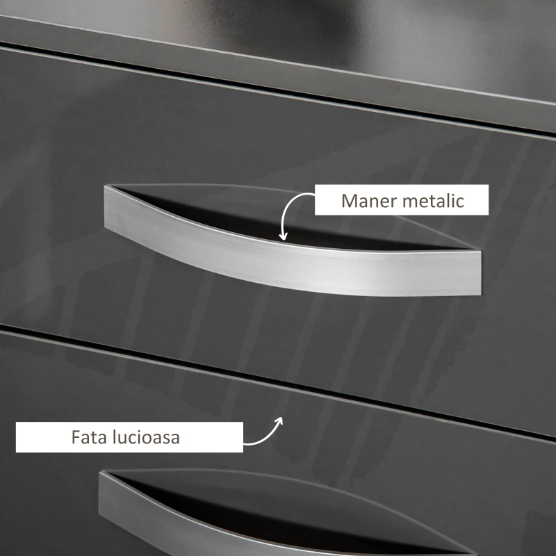 Homcom Set 2 Noptiere Moderne cu design compact si 3 sertare