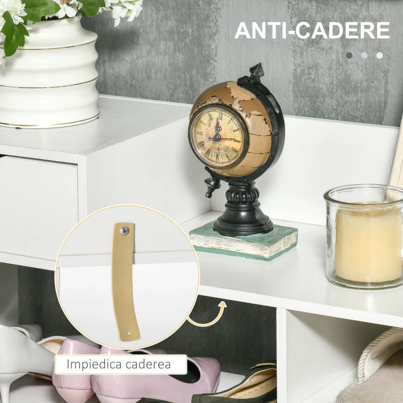 HOMCOM Dulap de pantofi cu rafturi si sertar pentru 12 pantofi, dulap de pantofi din lemn pentru intrare si dormitor, 88x30x93cm, alb