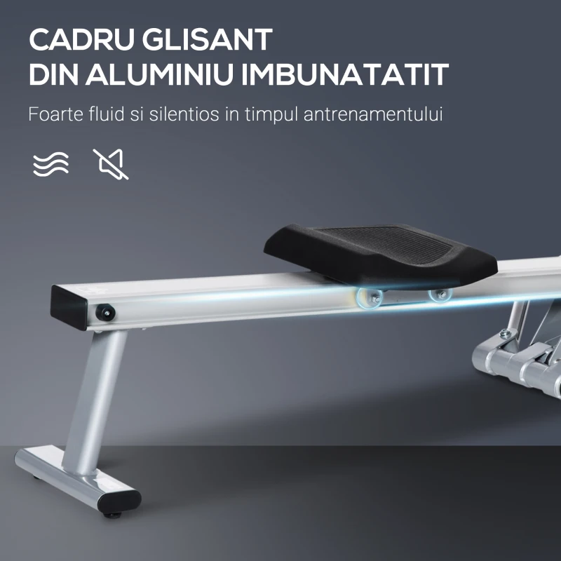 HOMCOM Aparat de vaslit cu 12 rezistente pentru antrenament cu monitor digital, 160x61x50cm, Gri, Negru