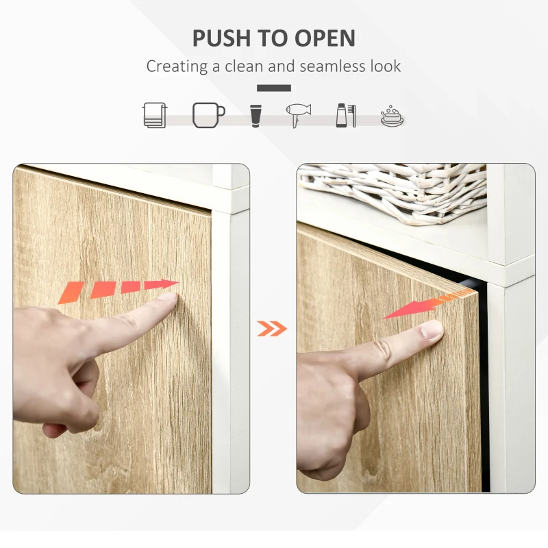 Kleankin Mobilier pentru baie, coloana pentru baie, 31x30x177cm, Alb  si lemn natural