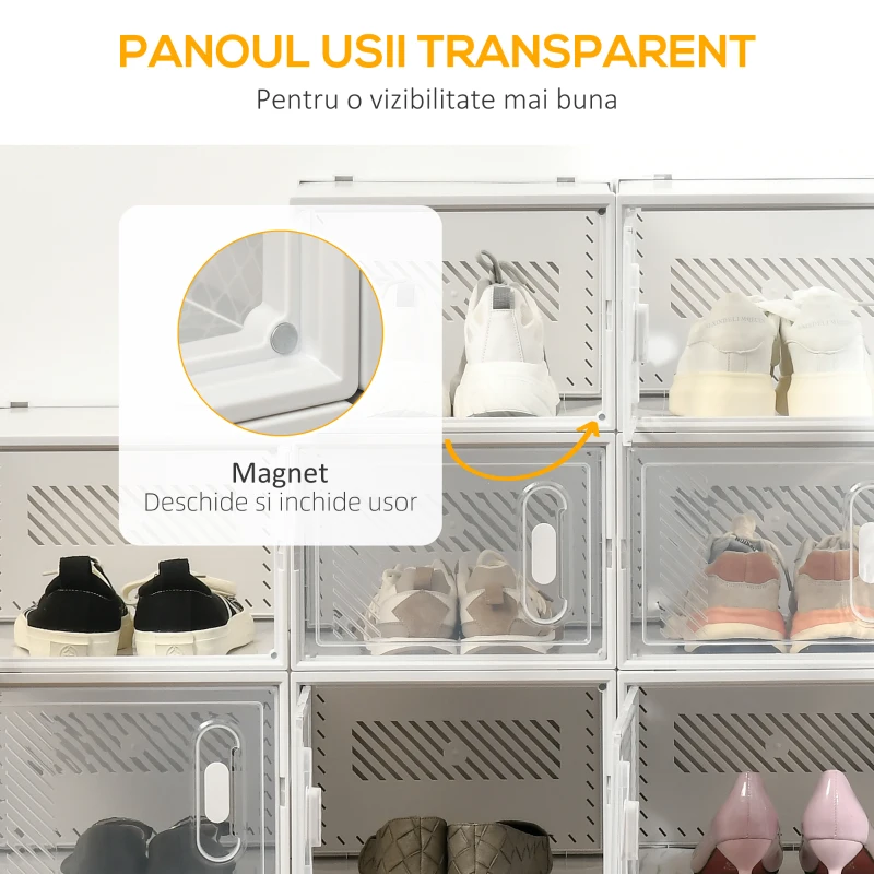 Homcom Dulap Pantofi Modular – 18 Cuburi cu Ventilatie