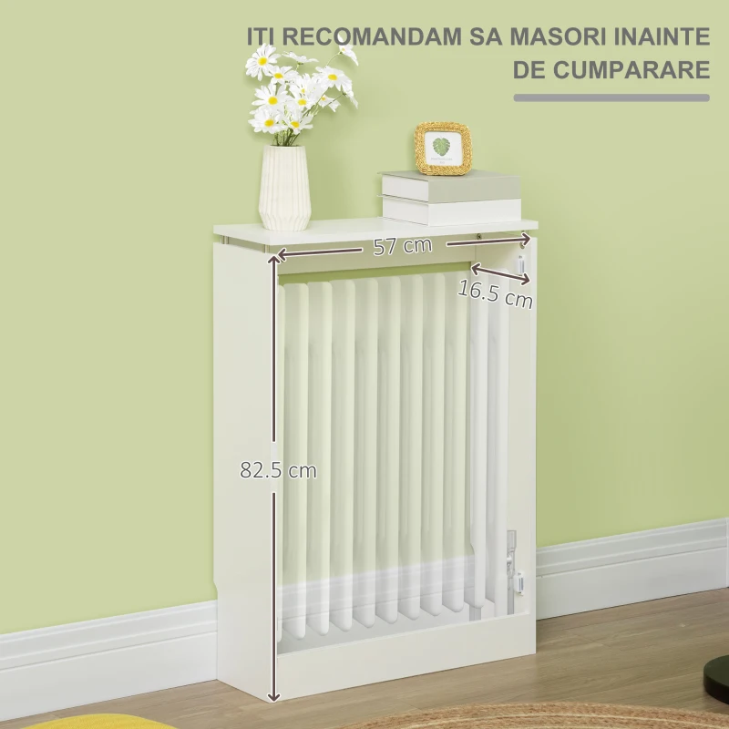 HOMCOM Capac pentru radiator modern din MDF si otel, 60x18x84cm, alb(m-5)