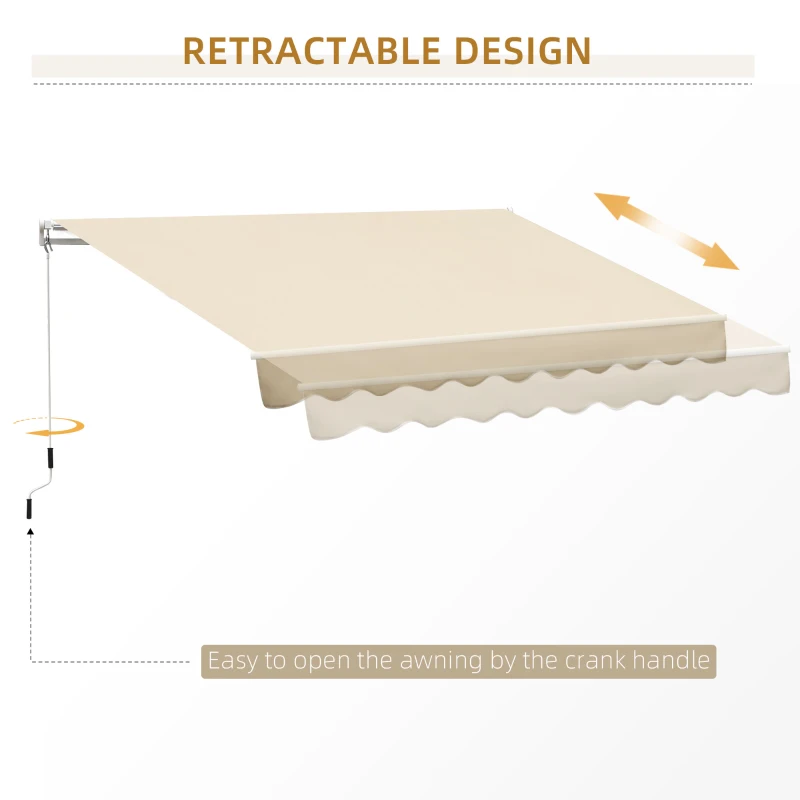 10' x 8' Manual Retractable Sun Shade Patio Awning