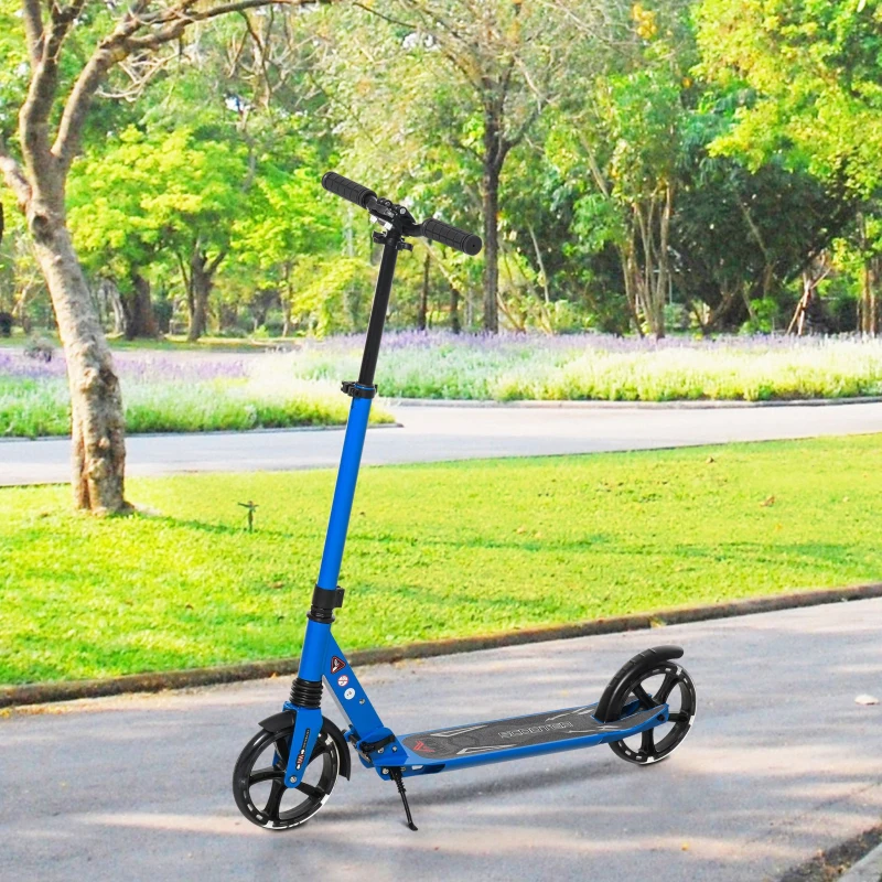 HOMCOM® Kinderroller Scooter Tretroller mit beleuchteten Rädern für 14+ faltbar Blau