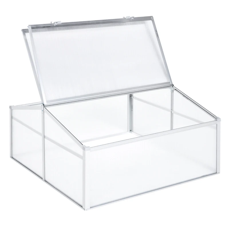 Outsunny Estufa de Jardim Alumínio Policarbonato Transparente Viveiro para Plantas Culturas 100x100x48 cm