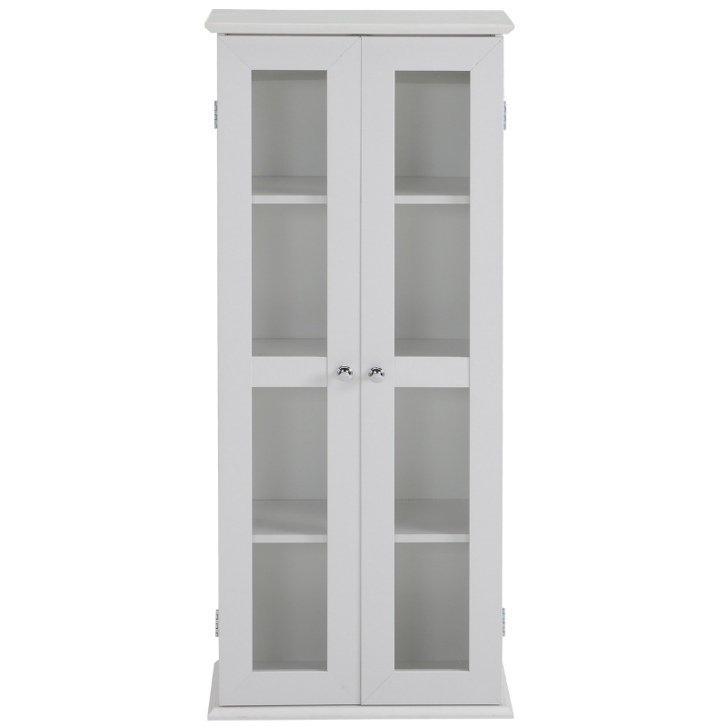 HOMCOM CD Cabinet - Holds up to 100 CDs, 4-Tier CD Storage Unit, Modern Bookcase with Magnetic Doors and Wide Base for Home, White