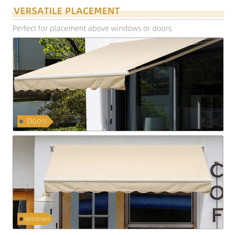 10' x 8' Manual Retractable Sun Shade Patio Awning