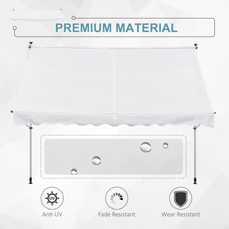 Outsunny 300 x 150cm Patio Adjustable Awning Floor- to-ceiling Retractable Shade,UV Protective - White