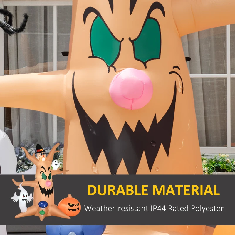 HOMCOM 8ft Inflatable Halloween Haunted Tree with Jack-o-lantern, Ghosts and Owl, Blow-Up Outdoor LED Display with Rotating Colourful Light for Garden, Party, Holiday