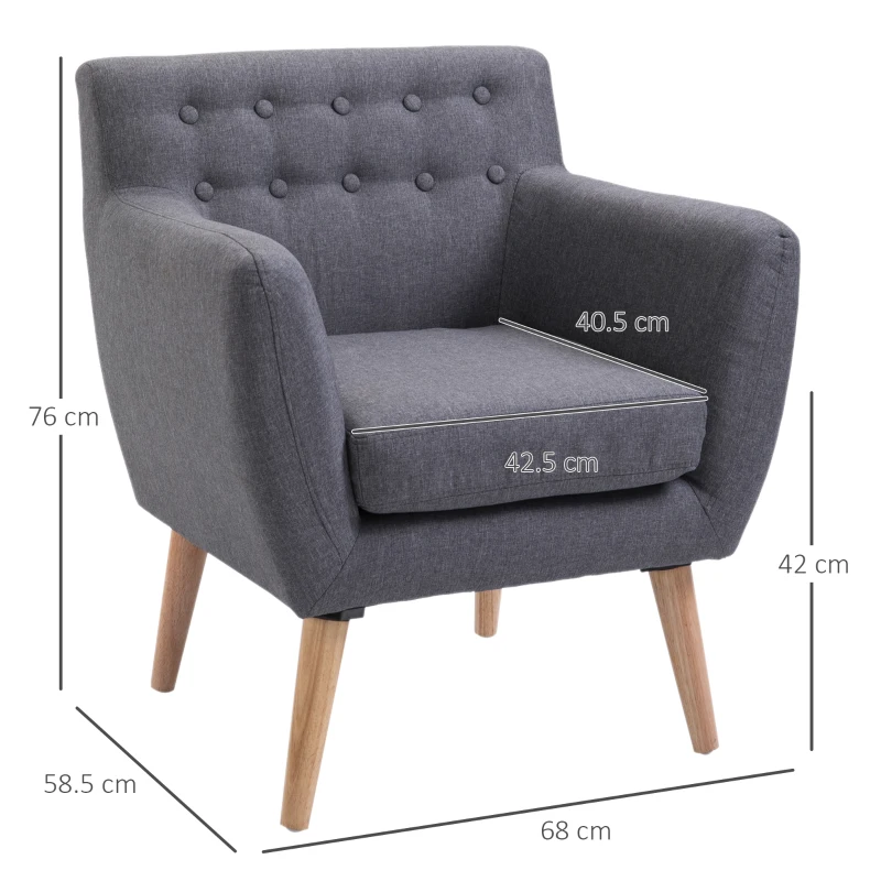 HOMCOM Scaun Fotoliu de Design Dormitor Salon Moderna Gri