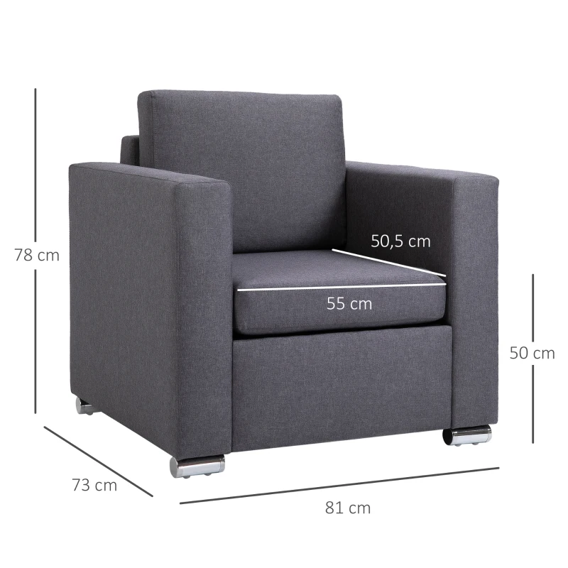HOMCOM fotoliu modern, 81x73x78cm, gri