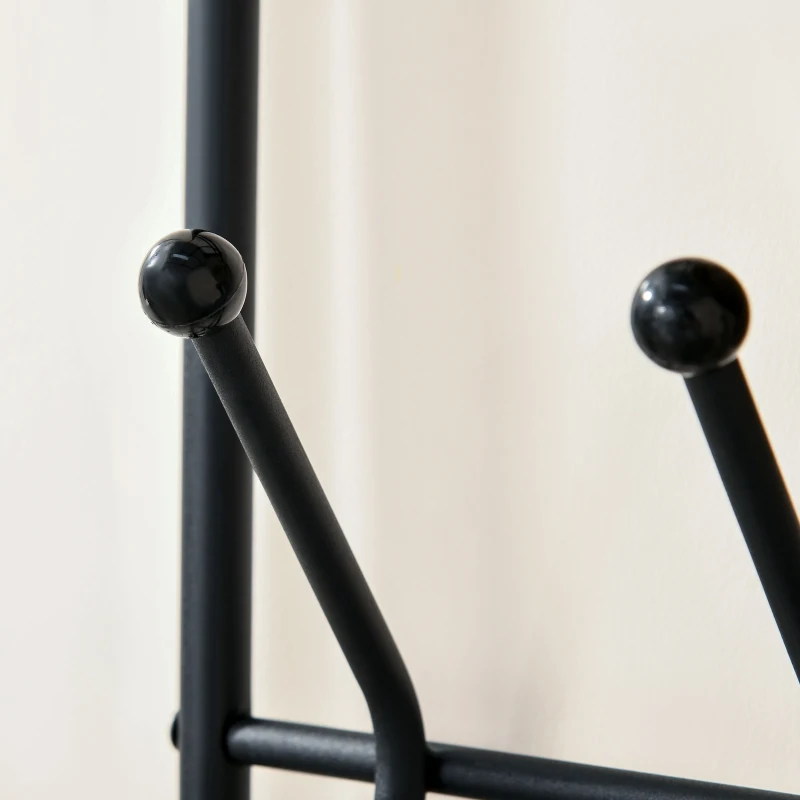 Homcom Cuier Banca pentru Hol cu Rafturi Pantofi in Otel, Negru, 67x30x185cm