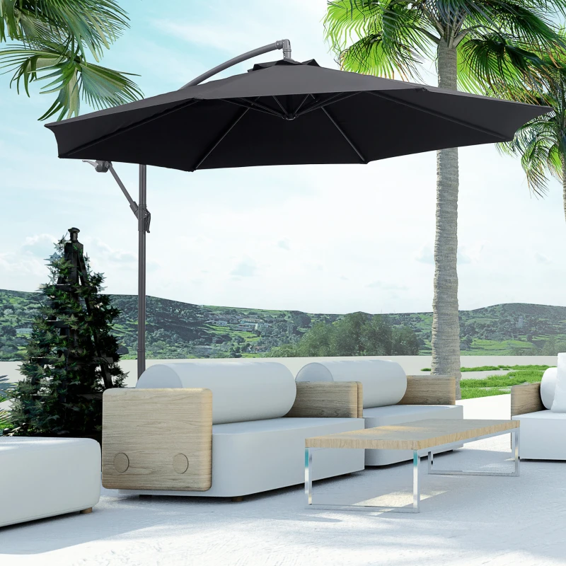 Outsunny 3 m Banana Parasol-Black