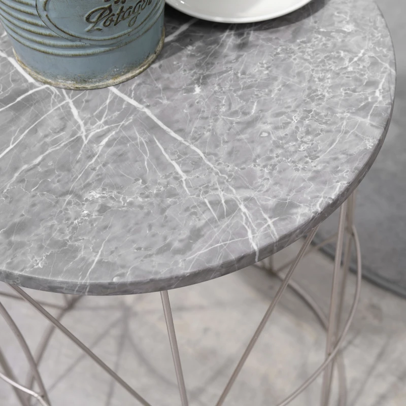 Outsunny 2-Piece Garden Table Set Coffee Tables Side Tables Retro Metal Wire Basket Garden Nesting Table Outdoor Balcony Metal Rose Gold Gray