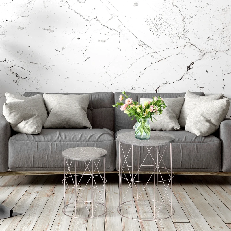 Outsunny 2-Piece Garden Table Set Coffee Tables Side Tables Retro Metal Wire Basket Garden Nesting Table Outdoor Balcony Metal Rose Gold Gray