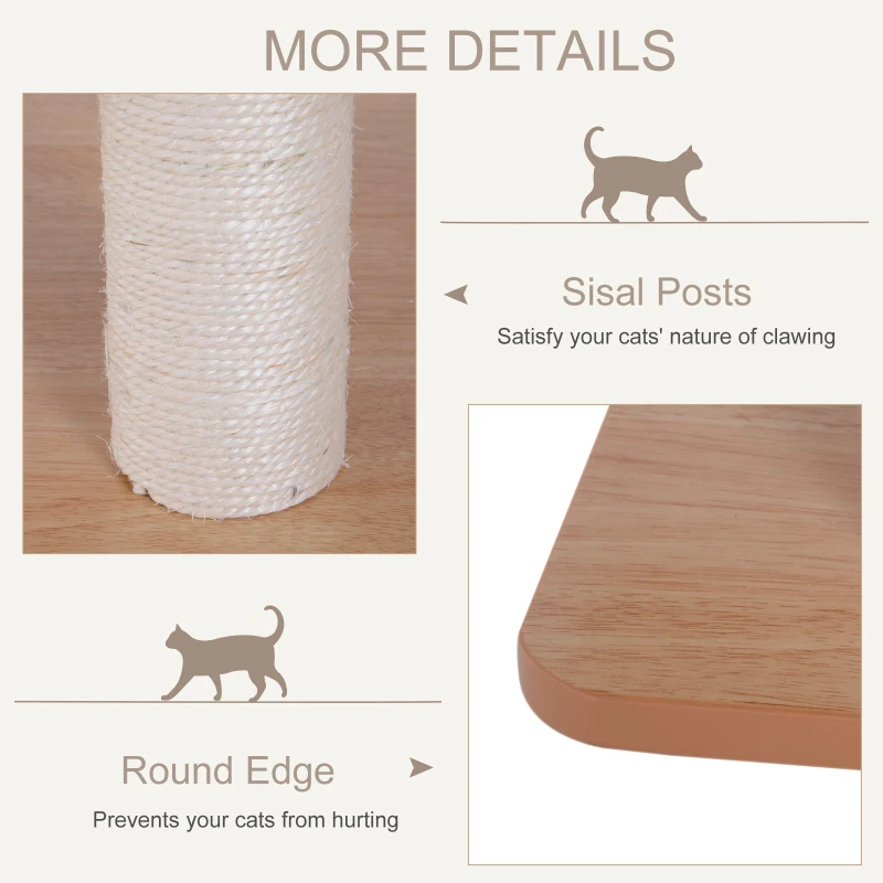 PawHut Ansamblu pentru Pisici in Sisal cu Cusca, Platform si Jocuri, 60x40x120cm