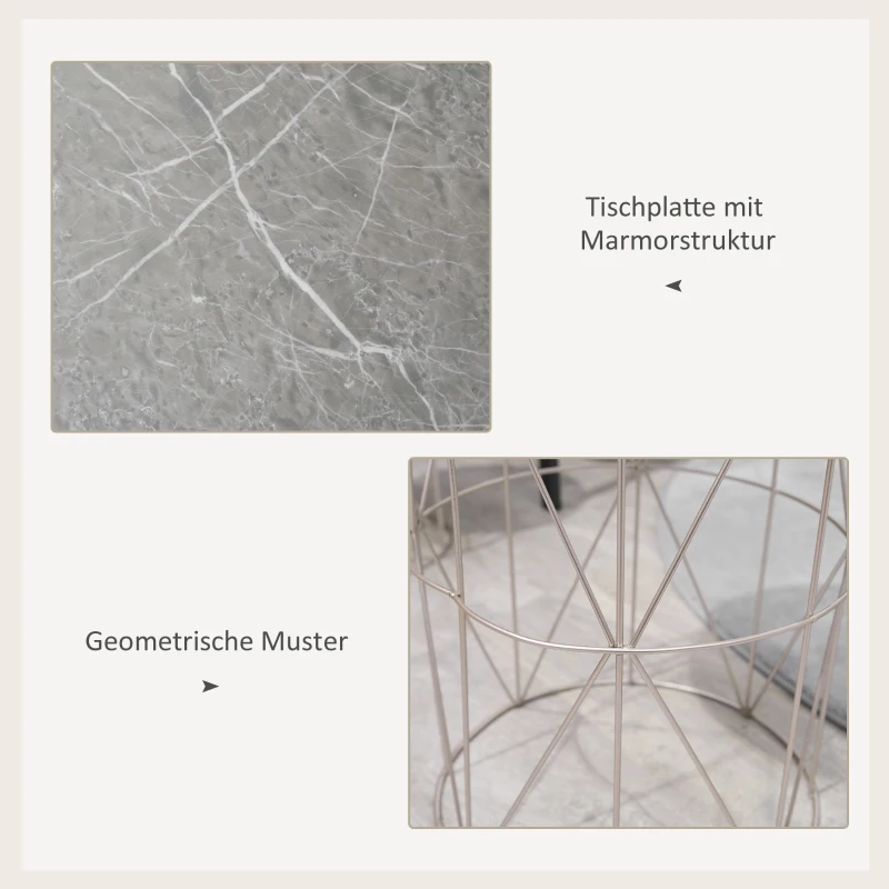 Outsunny 2-Piece Garden Table Set Coffee Tables Side Tables Retro Metal Wire Basket Garden Nesting Table Outdoor Balcony Metal Rose Gold Gray