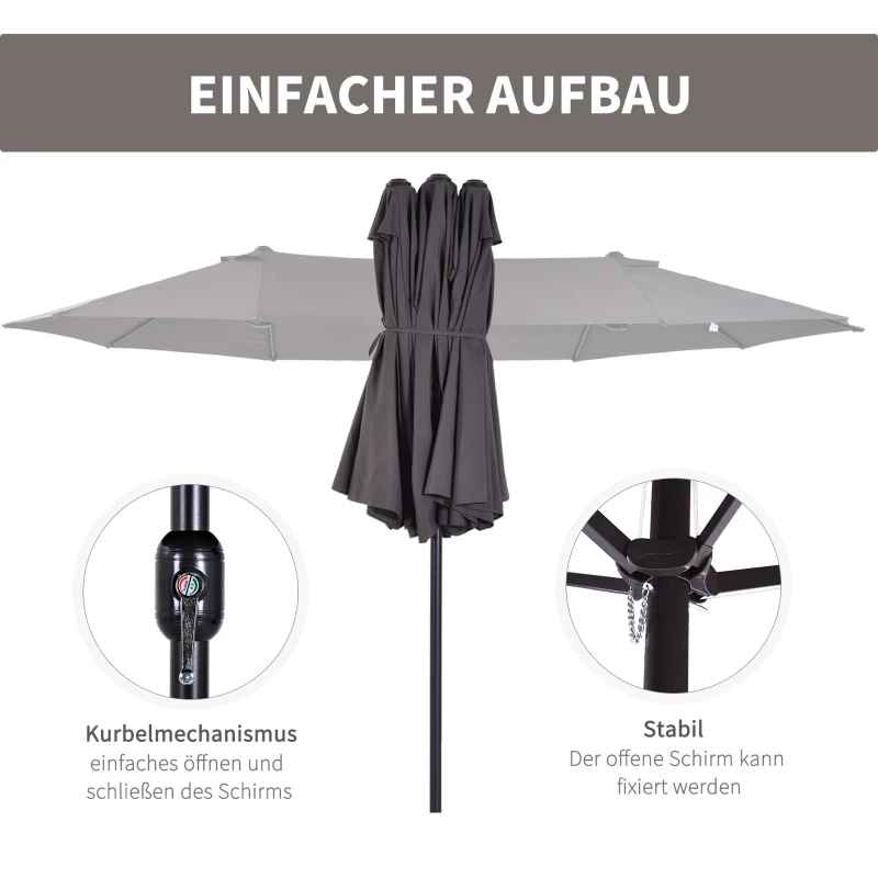 Outsunny parasol podwójny parasol ogrodowy parasol targowy z korbką ręczną 460 x 270 cm
