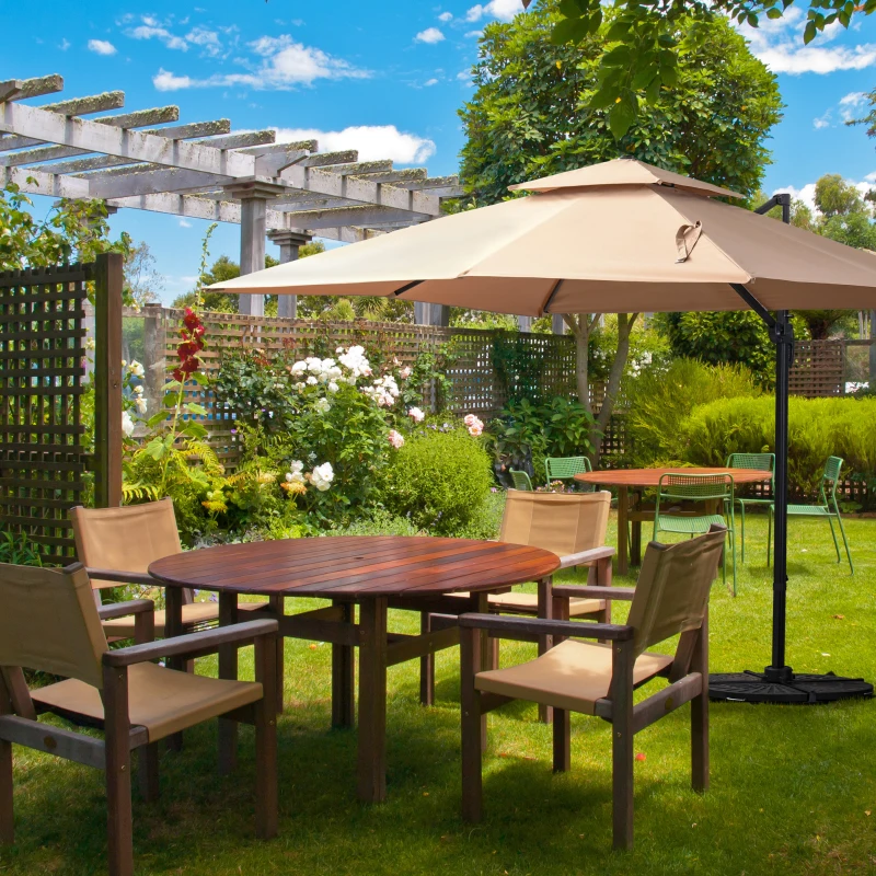 Parasol 3x3m parasol ogrodowy aluminium parasol na taras obracanie o 360 stopni kolor khaki