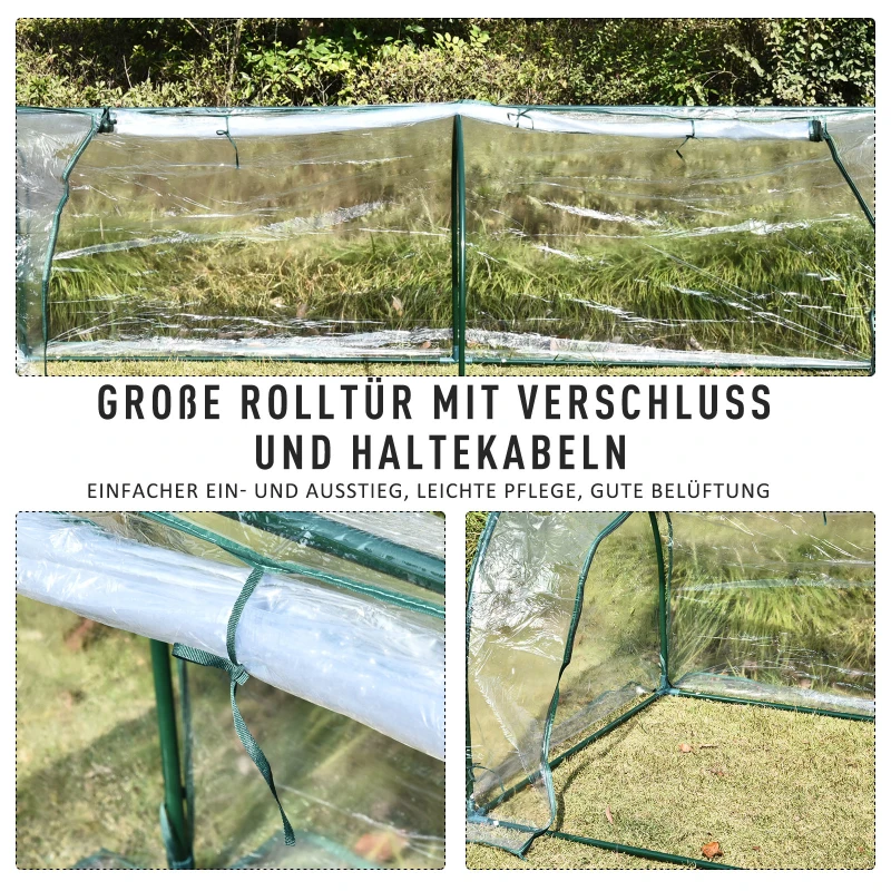 Outsunny® Szklarnia Foliowa Cieplarnia Ogrodowa Inspekt z Drzwiami Uprawa Roślin Stal PCV