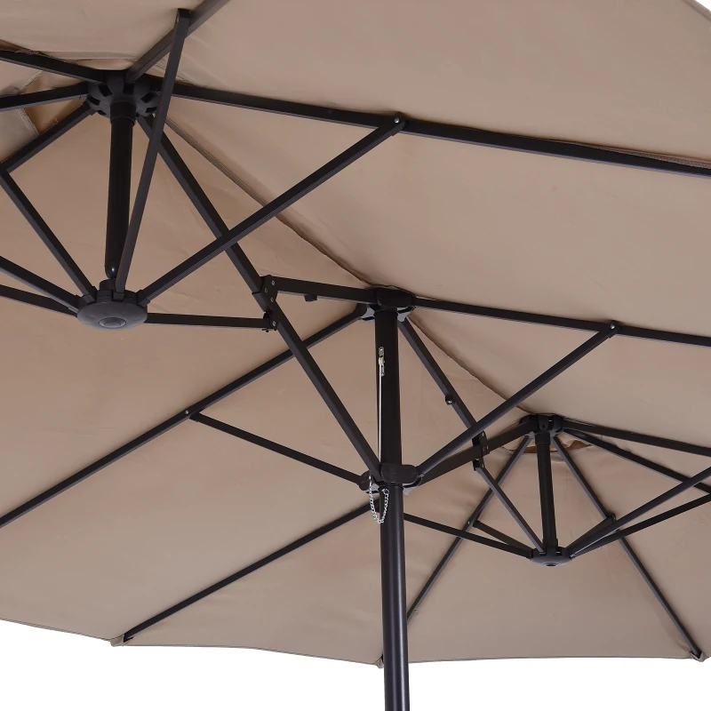 Outsunny parasol met zwengel tuinparasol dubbele marktparasol 460 x 270 cm koffie(m-7)