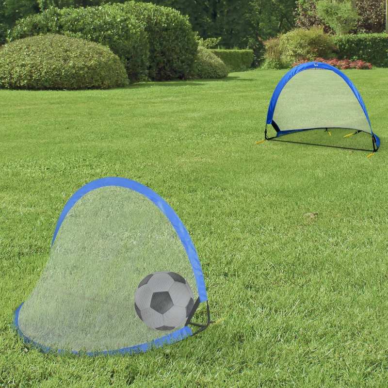 HOMCOM® Pop Up Tor Fußballtor Tragbares Fußballnetz Minitor mit Tragetasche faltbar Blau