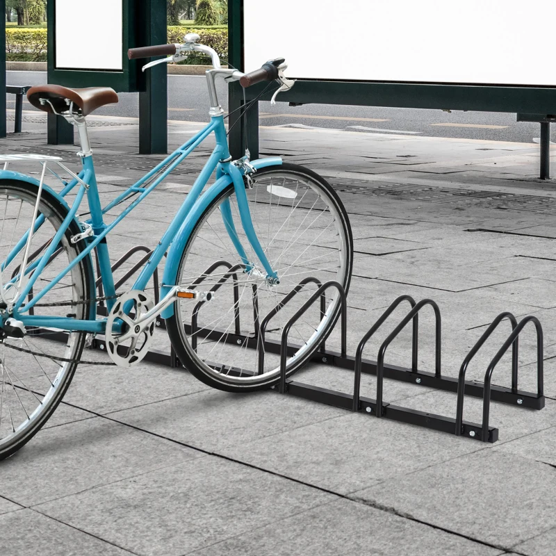 HOMCOM Fietsenstandaard voor 6 Fietsen, Weerbestendig, Wand- of Vloermontage, Staal, 179 x 33 x 27 cm