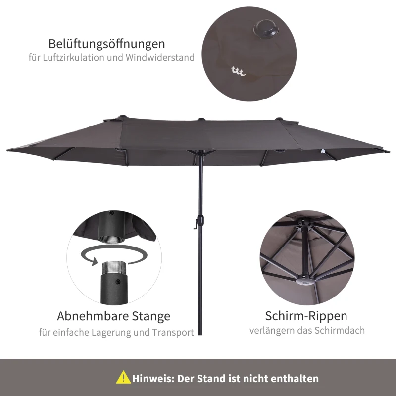 Outsunny parasol podwójny parasol ogrodowy parasol targowy z korbką ręczną 460 x 270 cm