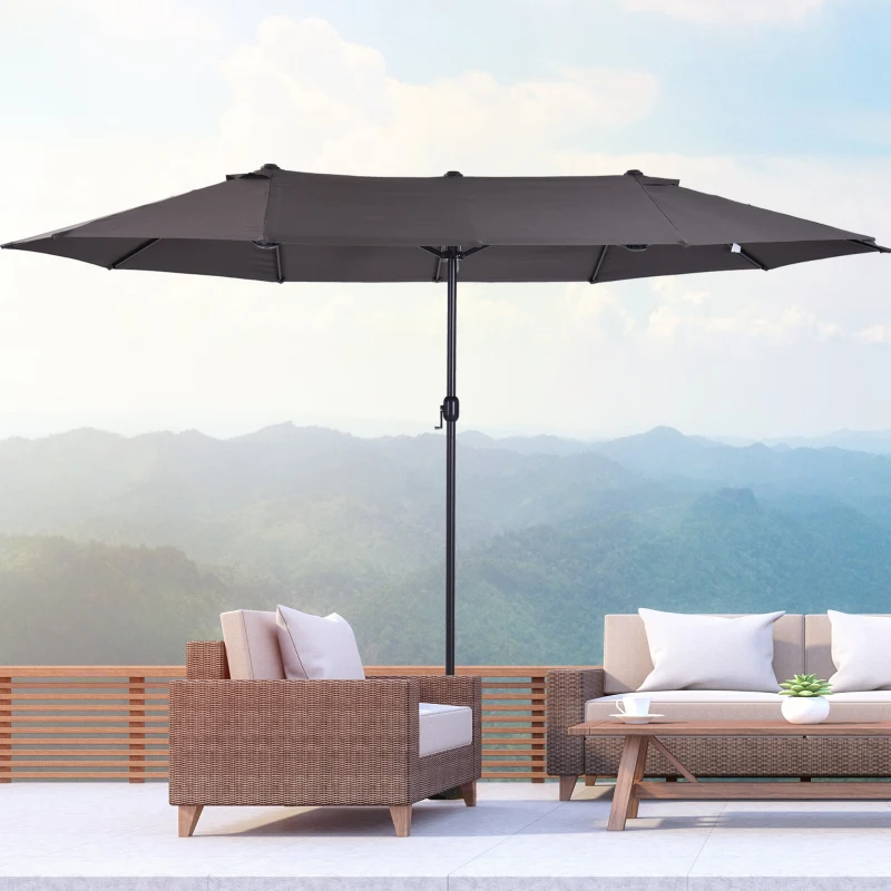 Outsunny parasol podwójny parasol ogrodowy parasol targowy z korbką ręczną 460 x 270 cm