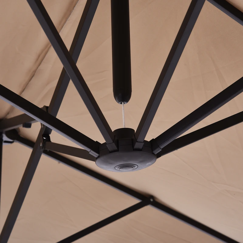 Outsunny parasol met zwengel tuinparasol dubbele marktparasol 460 x 270 cm koffie(m-8)