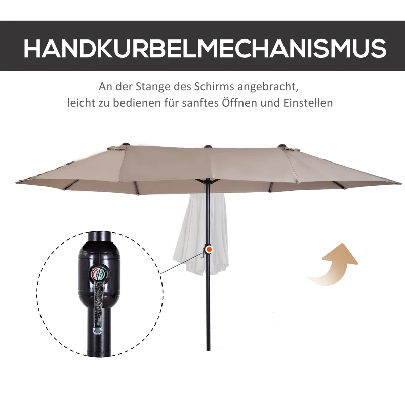 Outsunny parasol met zwengel tuinparasol dubbele marktparasol 460 x 270 cm koffie(m-5)