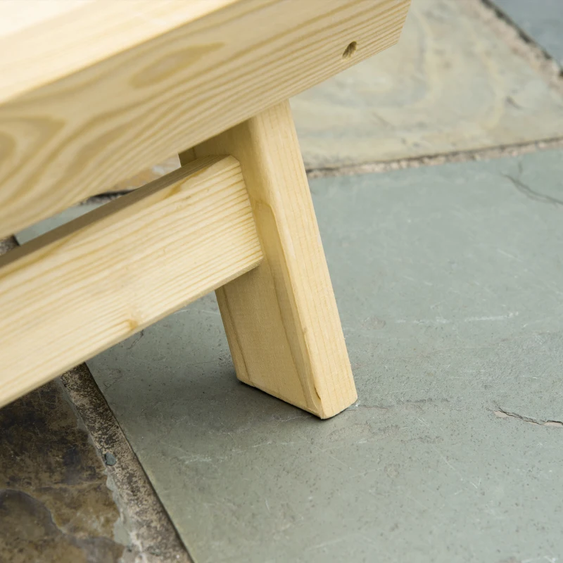 Outsunny Adirondack Tuinstoel met Voetensteun Opvouwbaar Ligstoel Buitenmeubilair Grenenhout Natuur 78 x 140 x 94 cm