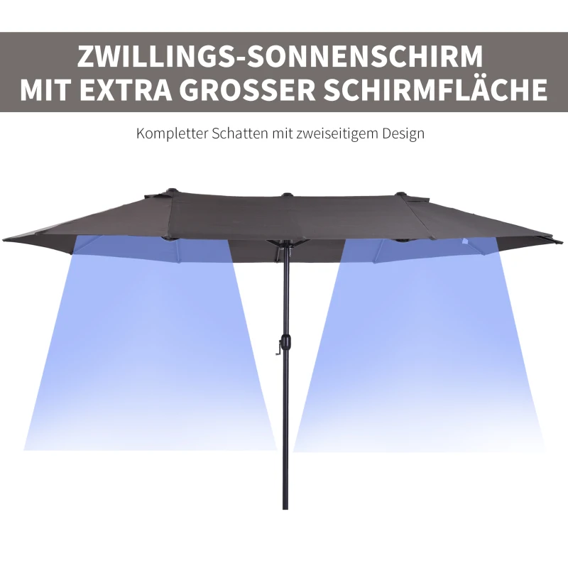 Outsunny parasol podwójny parasol ogrodowy parasol targowy z korbką ręczną 460 x 270 cm