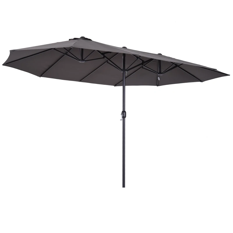 Outsunny parasol podwójny parasol ogrodowy parasol targowy z korbką ręczną 460 x 270 cm