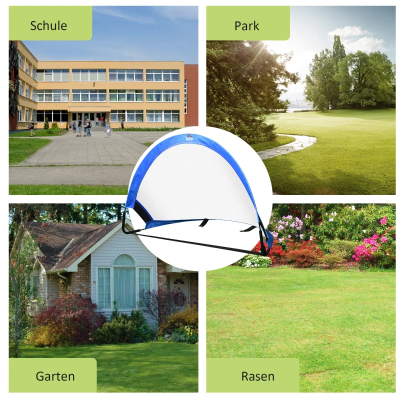 HOMCOM® Pop Up Tor Fußballtor Tragbares Fußballnetz Minitor mit Tragetasche faltbar Blau