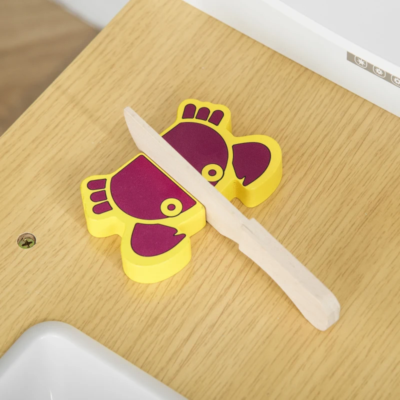 HOMCOM Cozinha Infantil de Madeira para Crianças de 3-6 Anos com Sons 14 Acessórios Cozinha Infantil com Telefone Lavatório Microondas e Grifo 82x65x87cm Branco