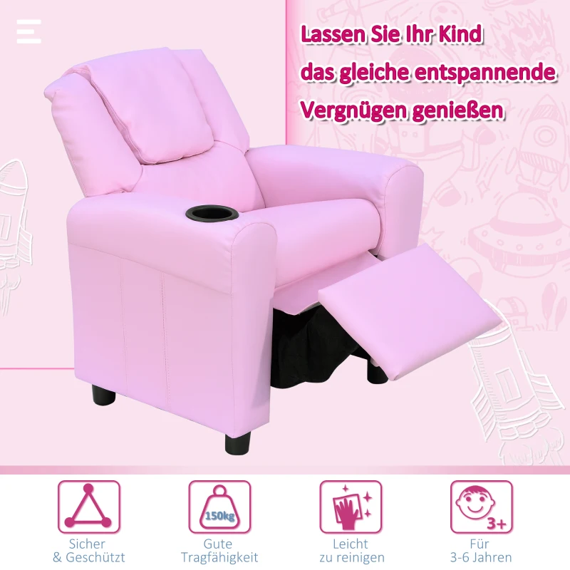HOMCOM kinderfauteuil mini-fauteuil kinderbank voor 3-6 jaar, roze